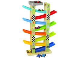 LEAN Toys Drewniana Zjeżdżalnia Tor Samochodowy 8 Pięter Autka