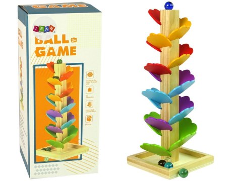 LEAN Toys Drewniane Drzewko Tor Kulkowy Zjeżdżalnia Piłeczek Liście LEAN Toys Drewniane Drzewko Tor Kulkowy Zjeżdżalnia Piłeczek Liście