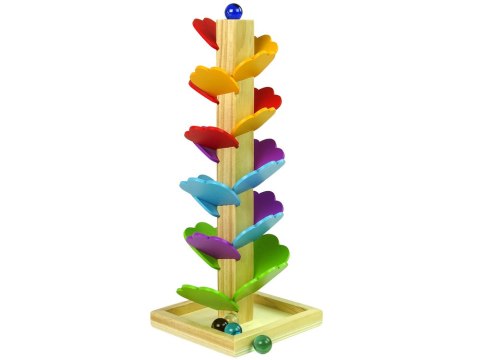 LEAN Toys Drewniane Drzewko Tor Kulkowy Zjeżdżalnia Piłeczek Liście LEAN Toys Drewniane Drzewko Tor Kulkowy Zjeżdżalnia Piłeczek Liście