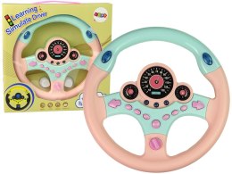 LEAN Toys Interaktywna Kierownica Różowa Symulator Jazdy Dźwięki Światła
