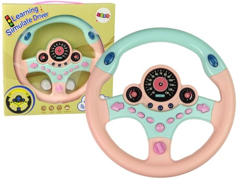 LEAN Toys Interaktywna Kierownica Różowa Symulator Jazdy Dźwięki Światła LEAN Toys Interaktywna Kierownica Różowa Symulator Jazdy Dźwięki Światła
