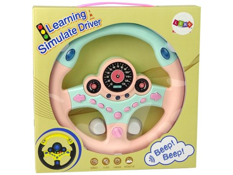 LEAN Toys Interaktywna Kierownica Różowa Symulator Jazdy Dźwięki Światła LEAN Toys Interaktywna Kierownica Różowa Symulator Jazdy Dźwięki Światła