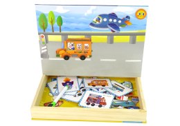LEAN Toys Magnetyczna Układanka Książka Transport Puzzle Karty