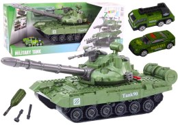 LEAN Toys Czołg Pojazd Wojskowy DIY Do Rozkręcania Zielony Dźwięki Zestaw Resoraki
