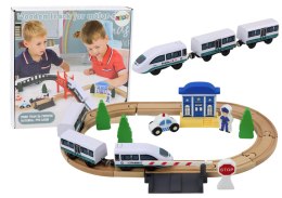 LEAN Toys Drewniany Tor Kolejowy Pociąg Kolejka Tory Akcesoria Most Policja 3,2m