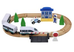 LEAN Toys Drewniany Tor Kolejowy Pociąg Kolejka Tory Akcesoria Most Policja 3,2m