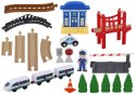 LEAN Toys Drewniany Tor Kolejowy Pociąg Kolejka Tory Akcesoria Most Policja 3,2m