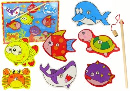 LEAN Toys Drewniany Zestaw Do Łowienia Rybek Kolorowy Magnes