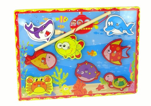 LEAN Toys Drewniany Zestaw Do Łowienia Rybek Kolorowy Magnes LEAN Toys Drewniany Zestaw Do Łowienia Rybek Kolorowy Magnes