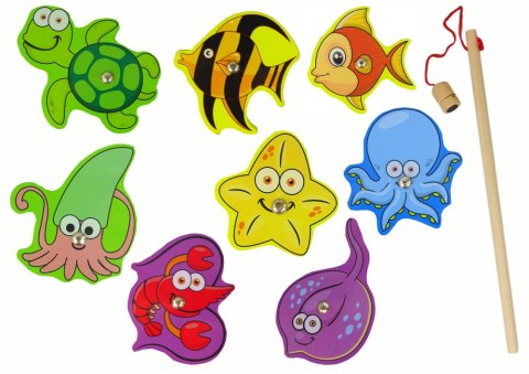 LEAN Toys Drewniany Zestaw Do Łowienia Zwierząt Morskich LEAN Toys Drewniany Zestaw Do Łowienia Zwierząt Morskich