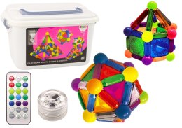 LEAN Toys Klocki Magnetyczne Z Podświetleniem W Pudełku 154 Elementy
