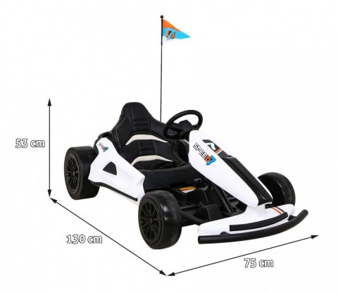 Gokart Speed 7 Drift King na akumulator dla dzieci Biały + Funkcja driftu + Sportowe siedzenie + 2 Prędkości + EVA Gokart Speed 7 Drift King na akumulator dla dzieci Biały + Funkcja driftu + Sportowe siedzenie + 2 Prędkości + EVA