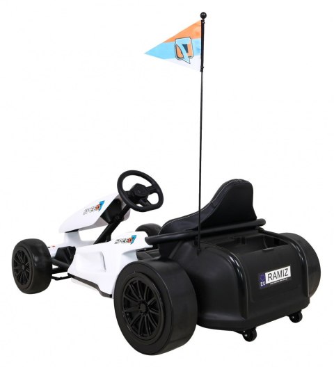 Gokart Speed 7 Drift King na akumulator dla dzieci Biały + Funkcja driftu + Sportowe siedzenie + 2 Prędkości + EVA Gokart Speed 7 Drift King na akumulator dla dzieci Biały + Funkcja driftu + Sportowe siedzenie + 2 Prędkości + EVA