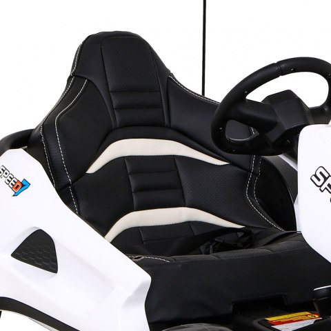 Gokart Speed 7 Drift King na akumulator dla dzieci Biały + Funkcja driftu + Sportowe siedzenie + 2 Prędkości + EVA Gokart Speed 7 Drift King na akumulator dla dzieci Biały + Funkcja driftu + Sportowe siedzenie + 2 Prędkości + EVA