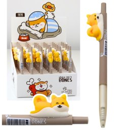 LEAN Długopis Z Figurką Żółtego Pieska Shiba Niebieski Tusz 0.5mm