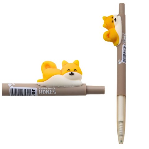 LEAN Długopis Z Figurką Żółtego Pieska Shiba Niebieski Tusz 0.5mm LEAN Długopis Z Figurką Żółtego Pieska Shiba Niebieski Tusz 0.5mm