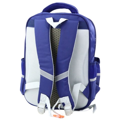 LEAN Plecak Szkolny Naszywki Z Dinozaurami Pas Piersiowy Granatowy 39x27x15cm LEAN Plecak Szkolny Naszywki Z Dinozaurami Pas Piersiowy Granatowy 39x27x15cm