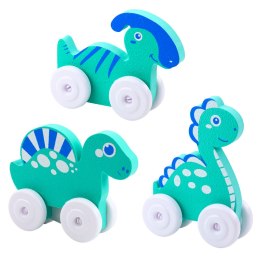 LEAN TOYS Dinozaur Na Kółkach Z Pianki EVA Dla Malucha Różowy Niebieski Mix