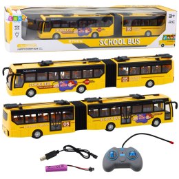 LEAN Toys Autobus Szkolny Trolejbus Przegubowy Zdalnie Sterowany RC 1:32 Żółty