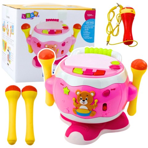 LEAN Toys Bębenek Dla Dzieci Muzyczny Interaktywny Światła Dźwięki Różowy LEAN Toys Bębenek Dla Dzieci Muzyczny Interaktywny Światła Dźwięki Różowy