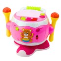 LEAN Toys Bębenek Dla Dzieci Muzyczny Interaktywny Światła Dźwięki Różowy