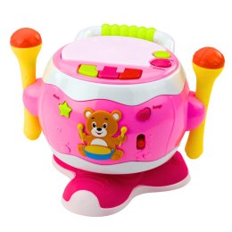 LEAN Toys Bębenek Dla Dzieci Muzyczny Interaktywny Światła Dźwięki Różowy