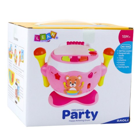 LEAN Toys Bębenek Dla Dzieci Muzyczny Interaktywny Światła Dźwięki Różowy LEAN Toys Bębenek Dla Dzieci Muzyczny Interaktywny Światła Dźwięki Różowy