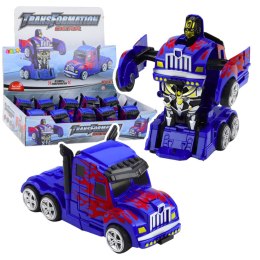 LEAN Toys Ciężarówka Auto Robot 2w1 Napęd Czerwone Wzory Niebieska