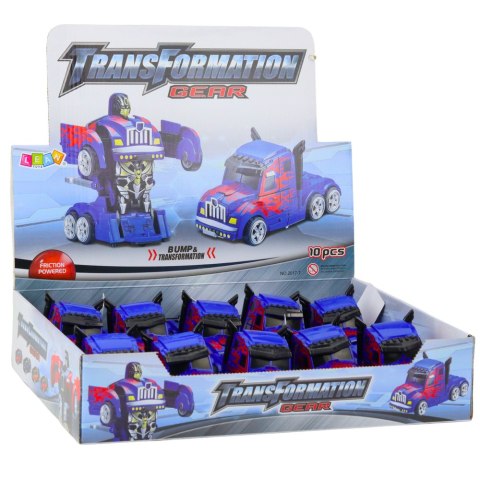 LEAN Toys Ciężarówka Auto Robot 2w1 Napęd Czerwone Wzory Niebieska LEAN Toys Ciężarówka Auto Robot 2w1 Napęd Czerwone Wzory Niebieska