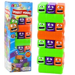 LEAN Toys Gra Zręcznościowa Wieża 24 Klocki Z Buźkami Kolorowe
