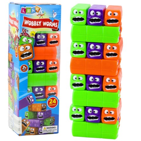LEAN Toys Gra Zręcznościowa Wieża 24 Klocki Z Buźkami Kolorowe LEAN Toys Gra Zręcznościowa Wieża 24 Klocki Z Buźkami Kolorowe