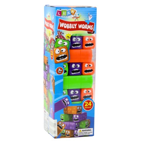 LEAN Toys Gra Zręcznościowa Wieża 24 Klocki Z Buźkami Kolorowe LEAN Toys Gra Zręcznościowa Wieża 24 Klocki Z Buźkami Kolorowe