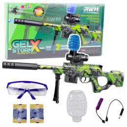 LEAN Toys Karabin AWM Na Kulki Wodne Hydrożelowe Zielony Okulary 61cm