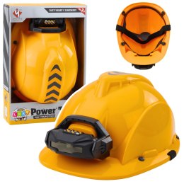 LEAN Toys Kask Budowlany Dla Dzieci Z Latarką Czołową Opaska Pod Brodę Żółty