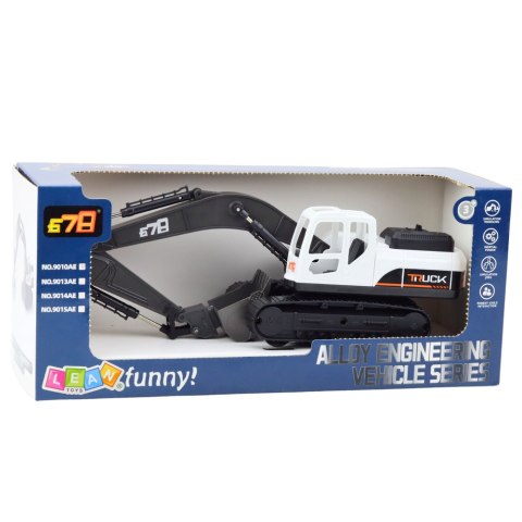 LEAN Toys Koparka Gąsienicowa Metalowa Łyżka Ruchome Przeguby Obrót 360° Biała LEAN Toys Koparka Gąsienicowa Metalowa Łyżka Ruchome Przeguby Obrót 360° Biała