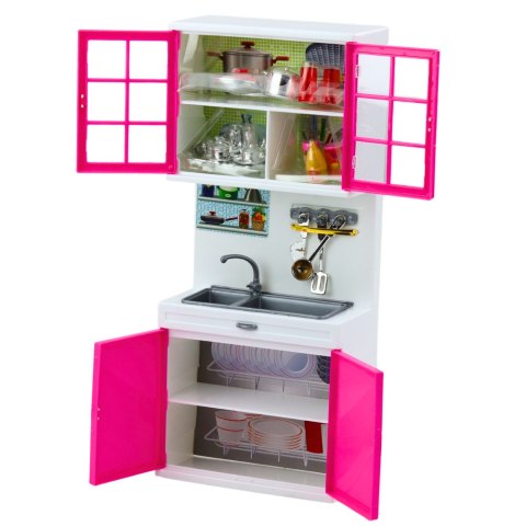 LEAN Toys Kuchnia Dla Lalek Szafki Mikrofala Zmywarka Światła Dźwięki Różowa LEAN Toys Kuchnia Dla Lalek Szafki Mikrofala Zmywarka Światła Dźwięki Różowa