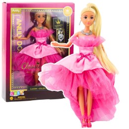 LEAN Toys Lalka Anlily Brokatowa Suknia Balowa Różowa Ruchome Kończyny Blond Włosy