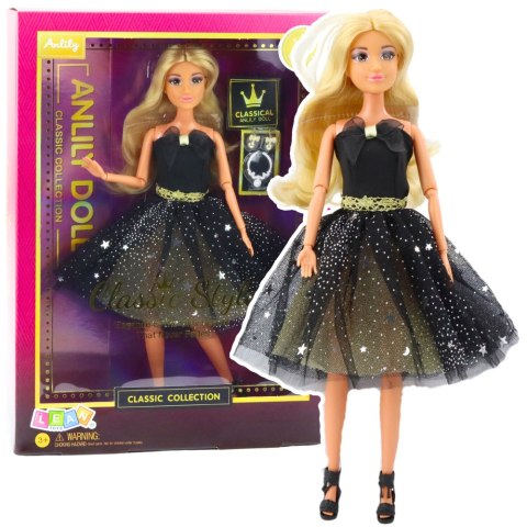 LEAN Toys Lalka Anlily Suknia Balowa Czarno Złota Ruchome Kończyny Blond Włosy LEAN Toys Lalka Anlily Suknia Balowa Czarno Złota Ruchome Kończyny Blond Włosy