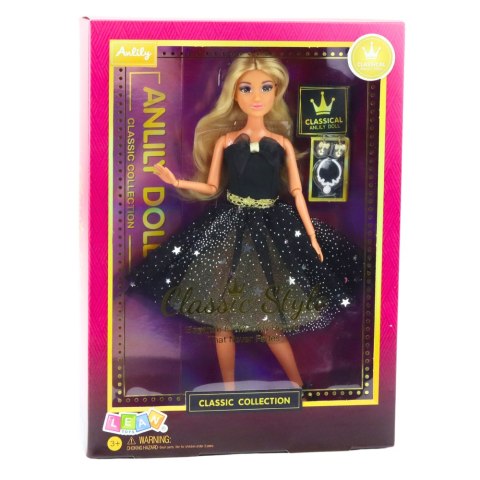 LEAN Toys Lalka Anlily Suknia Balowa Czarno Złota Ruchome Kończyny Blond Włosy LEAN Toys Lalka Anlily Suknia Balowa Czarno Złota Ruchome Kończyny Blond Włosy