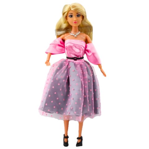 LEAN Toys Lalka Anlily Suknia Balowa Jasnoróżowa W Kropki Ruchome Kończyny Blond LEAN Toys Lalka Anlily Suknia Balowa Jasnoróżowa W Kropki Ruchome Kończyny Blond