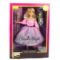 LEAN Toys Lalka Anlily Suknia Balowa Jasnoróżowa W Kropki Ruchome Kończyny Blond