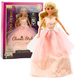 LEAN Toys Lalka Anlily Suknia Balowa Pudrowy Róż Ruchome Kończyny Blond Włosy