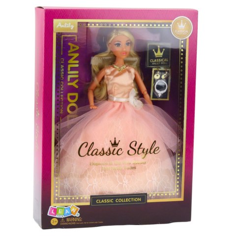 LEAN Toys Lalka Anlily Suknia Balowa Pudrowy Róż Ruchome Kończyny Blond Włosy LEAN Toys Lalka Anlily Suknia Balowa Pudrowy Róż Ruchome Kończyny Blond Włosy