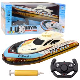 LEAN Toys Luksusowy Jacht Łódź Pompowana Zdalnie Sterowana RC Światła LED