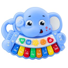 LEAN Toys Pianinko Interaktywne Melodie Odgłosy Zwierząt Gama Słonik Niebieski