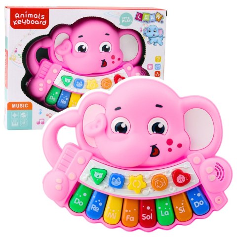 LEAN Toys Pianinko Interaktywne Melodie Odgłosy Zwierząt Gama Słonik Różowy LEAN Toys Pianinko Interaktywne Melodie Odgłosy Zwierząt Gama Słonik Różowy