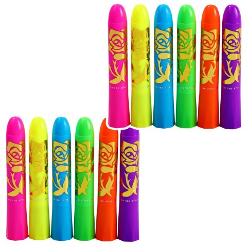 LEAN Zestaw Do Malowania Twarzy Pisaki Kredki Neonowe UV Fluorescencyjne 12szt LEAN Zestaw Do Malowania Twarzy Pisaki Kredki Neonowe UV Fluorescencyjne 12szt