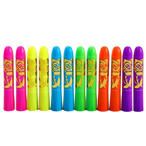 LEAN Zestaw Do Malowania Twarzy Pisaki Kredki Neonowe UV Fluorescencyjne 12szt LEAN Zestaw Do Malowania Twarzy Pisaki Kredki Neonowe UV Fluorescencyjne 12szt