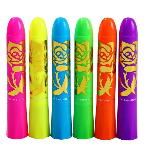 LEAN Zestaw Do Malowania Twarzy Pisaki Kredki Neonowe UV Fluorescencyjne 6szt LEAN Zestaw Do Malowania Twarzy Pisaki Kredki Neonowe UV Fluorescencyjne 6szt