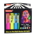 LEAN Zestaw Do Malowania Twarzy Pisaki Kredki Neonowe UV Fluorescencyjne 6szt